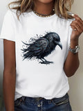 Cute T Shirts For Women Detailed Dark Feathers Curled Under Rainy Atmosphere Raven, Red T Shirt Women, 100 Cotton T Shirts For Women