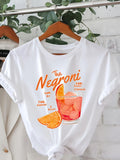 Funny Shirts For Women The Negroni Bright Orange Fresh Slices Accompanying Glass Chilled Beverage, Cotton Shirts For Women, Women's Short Sleeve T Shirts