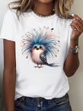 Cute Graphic Tees For Women Cute Detailed Blue Feathered Bird With Light Soft Colorful Plumage, Pink Shirt Womens, Green Shirt Womens