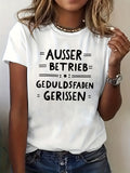 Graphic Shirts For Women Ausser Betrieb Bold Black Letters On Smooth White Cotton Tshirt, Green Shirt Womens, Womens Graphic Tees Vintage