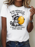 Funny T Shirts For Women Full Transparency Playful Raccoon Hugging Large Bright Lemon Fruit, Womens T Shirts, Women T Shirt