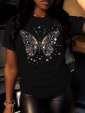Funny T Shirts For Women Sparkling Glittering Jewels Embedded Among Shimmering Stars Elegant Butterfly, Vintage T Shirts Women, Womens Grinch Shirt