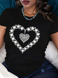 100 Cotton T Shirts For Women Black Tshirt With Heart Shaped Diamond Pattern, Womens Grinch Shirt, Green Shirt Womens