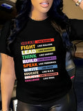 Womens White Tee Dream Fight Hard Think Build Speak Write Educate Believe Challenge Inspiring Motivational Text Shirt, Womens Tees, 100 Cotton T Shirts For Women