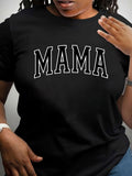 Womens T Shirts Mama Bold White Letters On Classic Black Short Sleeve Tshirt, Black T Shirt Women, Womens Shirts