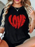 Funny T Shirts For Women Love Red Bold Graphic Splash On Classic Black Tshirt, Cute T Shirts For Women, Funny Shirts For Women