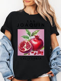 100 Cotton T Shirts For Women San Joaquin California Pomegranate With Red Seeds And Green Leaves Fruit, Graphic Shirts For Women, Cotton Shirts For Women