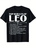 Womens Tees Top Ten Rules Of Leo Bold White Text On Black Background Tshirt, Womens T Shirts, 100 Cotton T Shirts For Women