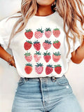 100 Cotton T Shirts For Women Fresh Ripe Strawberry Variety Displayed On White Cotton T Shirt, Womens Graphic Tshirts, Country Shirts Womens