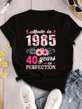 Basic Tees Women Made In Years Of Perfection With Floral Pink Flowers T Shirt, Womens T Shirts, Graphic Tshirts Women
