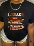 Graphic Shirts For Women Love Bravery Equality Strength Kindness Wooden Pencils, Blue Shirt Women, Womens White Tee