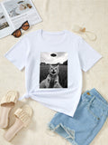 100 Cotton T Shirts For Women Playful Tiger Among Grassy Field Under Dark Sky Tiger, Cute T Shirts For Women, Green Shirt Womens