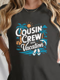 Graphic Tshirts Women Cousin Crew 2024 Vacation Tropical Palm Trees With Sunshine And Flip Flops, Womens Grinch Shirt, Womens Graphic Tshirts
