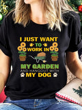 Country Shirts Womens I Just Want To Work In Garden And Hangout With Dog Tshirt, Pink Shirt Womens, Funny T Shirts For Women