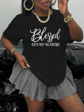 Pink Shirt Womens Blessed Beyond Measure Inspirational Text Short Sleeve T Shirt, Funny T Shirts For Women, Green Shirt Womens