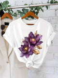 Green Shirt Womens Purple Floral Arrangement With Golden Leaves And Soft White Background Flower, Womens Shirts, Cute Graphic Tees For Women