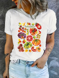 Graphic Tshirts Women Fresh Colorful Assorted Tomatoes On White Cotton Tshirt, Womens White Tee, Graphic Shirts For Women