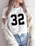 Grey T Shirt Womens Bold Black Numbers On Crisp White Cotton Tshirt, Basic Tees Women, Womens Tees