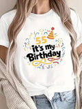 Womens Graphic Tshirts Its My Birthday Colorful Confetti Celebrating Festive Cheerful Party Hat, Funny Shirts For Women, Grey T Shirt Womens