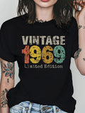 Graphic Tshirts Women Vintage Colorful Textured Numbers With Limited Edition T Shirt, Cute T Shirts For Women, Basic Tees Women