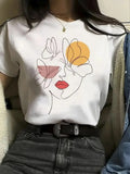 Green Shirt Womens Abstract Face With Colorful Butterflies And Bold Lips T Shirt, Womens Graphic Tshirts, Womens Graphic T Shirts