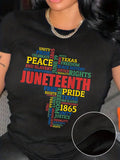 Country Shirts Womens Juneteenth Celebration With Colorful Words And Bold Typography T Shirt, Black T Shirt Women, Cotton T Shirts For Women