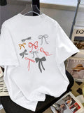 Cute Graphic Tees For Women Delicate Multiple Bow Illustrations On Soft Casual T Shirt, Country Shirts Womens, Green Shirt Womens