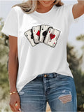 Cute T Shirts For Women Playing Cards With Four Different Suits Featured Casual White T Shirt, Womens Tees, Vintage T Shirts Women