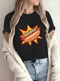 Funny Shirts For Women Bright Comic Style Burst Featuring Classic Hotdog, Cotton Shirts For Women, Womens Grinch Shirt