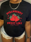 Womens Shirts Strawberry Sweet Red Fresh Juicy With Green Leafy Strawberry, Funny T Shirts For Women, Womens T Shirts