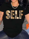 Womens Graphic Tees Vintage Confident Words With Respect And Love Black Cotton Tshirt, Blue Shirt Women, Women T Shirt