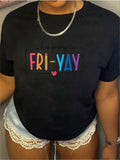 100 Cotton T Shirts For Women Fri Yay Colorful Playful Cheerful Handwritten Text Shirt, Women's Short Sleeve T Shirts, Womens Grinch Shirt