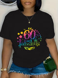 Funny Shirts For Women Sixty And Fabulous Bright Colorful Stars Around Bold Design T Shirt, Pink Shirt Womens, Womens Graphic Tees Vintage