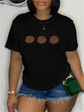 Cotton T Shirts For Women Three Round Cookie Shapes On Classic Black Shirt, Graphic Tshirts Women, Funny Shirts For Women