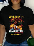 Womens T Shirts Juneteenth Celebrating Black Freedom With Vibrant Afro Hair Woman Tshirt, Funny T Shirts For Women, Basic Tees Women