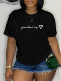 100 Cotton T Shirts For Women Grandma Life Heart Simple Casual Printed Black Tshirt, Womens Tees, Vintage T Shirts Women