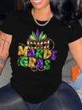 Pink Shirt Womens Colorful Party Themed With Mask And Feather Mardi Gras, Vintage Shirts Women, Red T Shirt Women