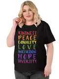 Womens Graphic Tees Vintage Kindness Peace Equality Love Inclusion Hope Diversity Colorful Positive Words Tshirt, Blue Shirt Women, Funny T Shirts For Women