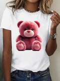 Funny T Shirts For Women Plush Sitting Teddy Bear On White Cotton Soft Tshirt, Womens Grinch Shirt, Womens Shirts