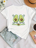 Black T Shirt Women Happy Cartoon Avocados Dancing Together Avocado, Country Shirts Womens, Women T Shirt
