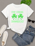 Cute T Shirts For Women Stop Staring At Shamrocks Lucky Green Clover Tshirt, Womens Night Shirts, Cotton Shirts For Women