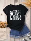 Funny Shirts For Women Sore Today Stronger Tomorrow White Kettlebell With Inspiring Fitness Quote Tshirt, Womens Tees, Womens Night Shirts