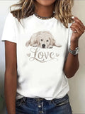 Graphic Shirts For Women Love Sleeping Puppy With Soft Fur And Gentle Expression Dog, Womens Graphic T Shirts, Cotton T Shirts For Women