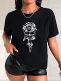 Funny T Shirts For Women Black Cotton Casual Comfortable Relaxed Fit Short Sleeve Summer Tshirt, Womens Night Shirts, Cotton T Shirts For Women