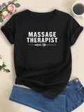 Funny T Shirts For Women Massage Therapist Simple Clean Text On Black Cotton T Shirt, Women T Shirt, Basic Tees Women