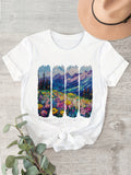 Graphic Shirts For Women Colorful Vibrant Mountains With Flowing River And Lush Floral Meadow Shirt, Womens Graphic Tshirts, Womens Graphic Tees Vintage