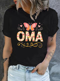 Cute Graphic Tees For Women Floral Pattern With Colorful Butterfly And Elegant Decorative Lettering Oma, Vintage T Shirts Women, Women T Shirt