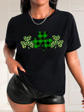 Funny Shirts For Women Green Plaid Pattern Featuring Floral Motifs On Black T Shirt, Graphic Tees Women, Green Shirt Womens