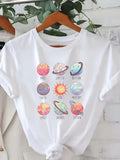 Country Shirts Womens Bright Colorful Planets With Detailed Space Design T Shirt, Womens Graphic Tees Vintage, Red T Shirt Women