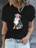 Country Shirts Womens Playful Puppy With Heart Shaped Sunglasses Sitting Cheerfully Dog, Women T Shirt, Basic Tees Women